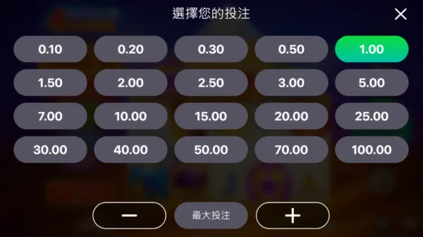 下注額度範圍很友善短期玩家
